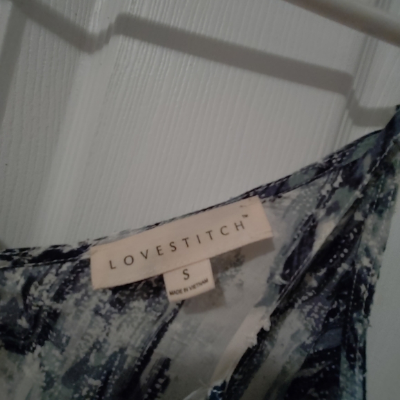 Blue & white camisole tank with buttons, Size S - Picture 5 of 7